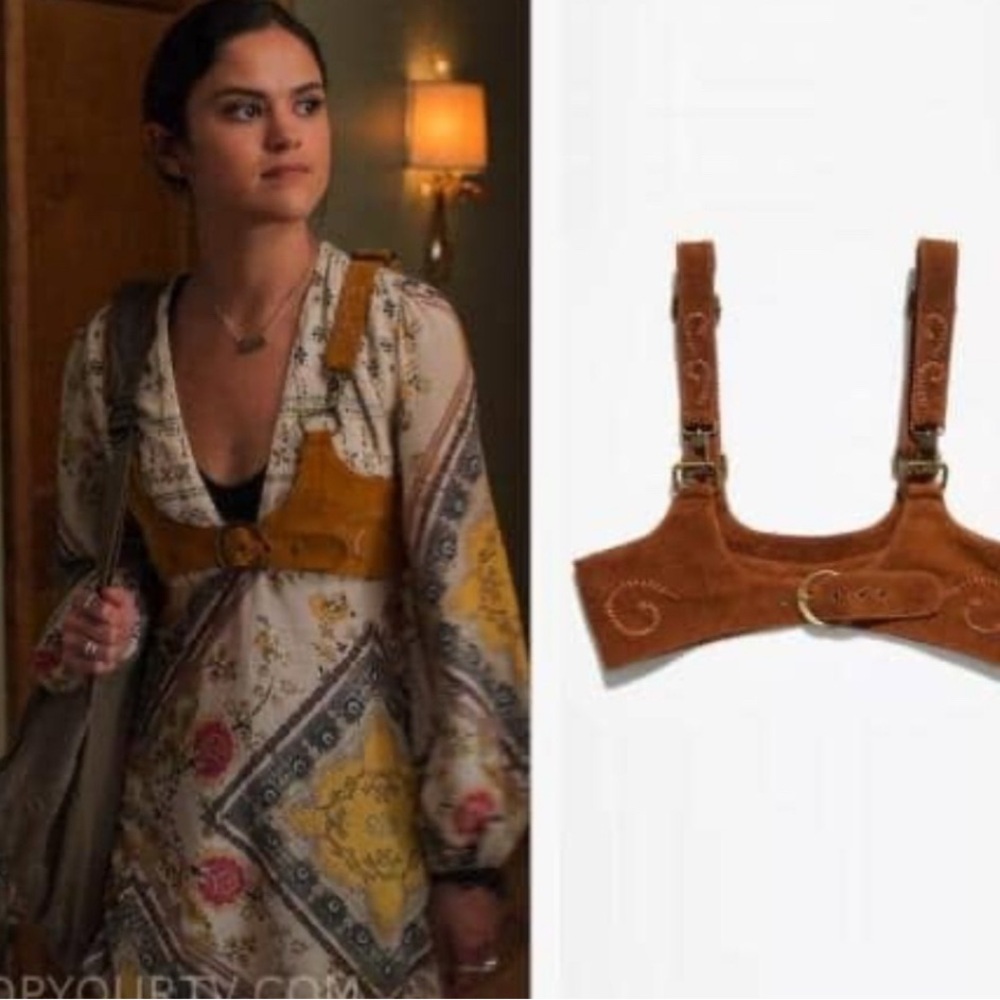 Free People Beacon real suede harness as seen on tv L mustard new - Picture 2 of 11